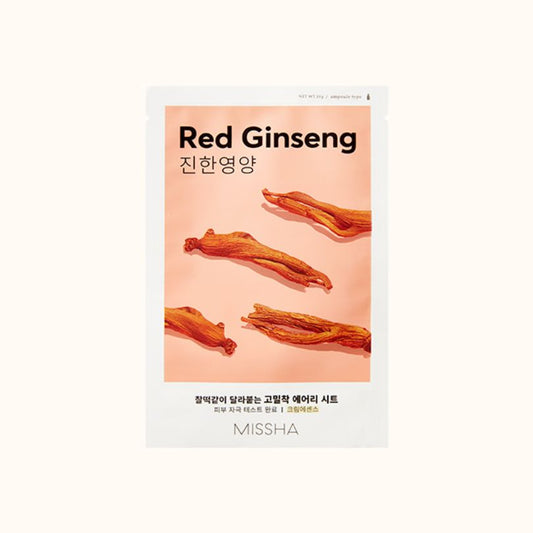 Masque en tissu revitalisant au ginseng rouge MISSHA Airy Fit Sheet Mask – booste l’éclat, nourrit et raffermit la peau