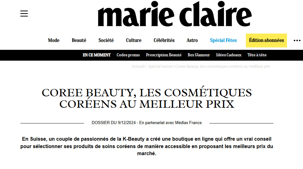 Coree Beauty, les cosmétiques coréens et la Skincare k-beauty  au meilleur prix en Suisse