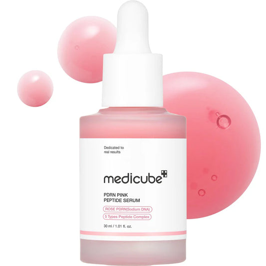 Flacon MEDICUBE Pink Peptide Glow Serum en gros plan