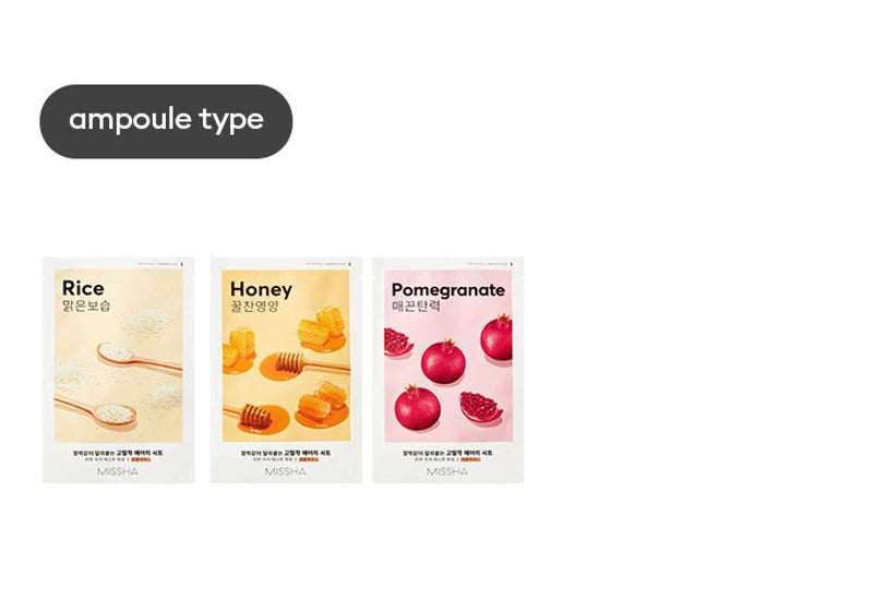 Masque en tissu hydratant MISSHA Airy Fit Sheet Mask – soin K-beauty pour une peau éclatante et revitalisée